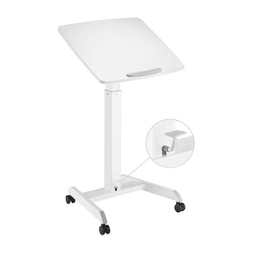 עגלת סטנד למחשב נייד ישיבה עמידה עם כיוון גובה רגלי, משטח ניתן להטייה 52*60*1.6 ס"מ, צבע לבן YG-FWS07-TILT